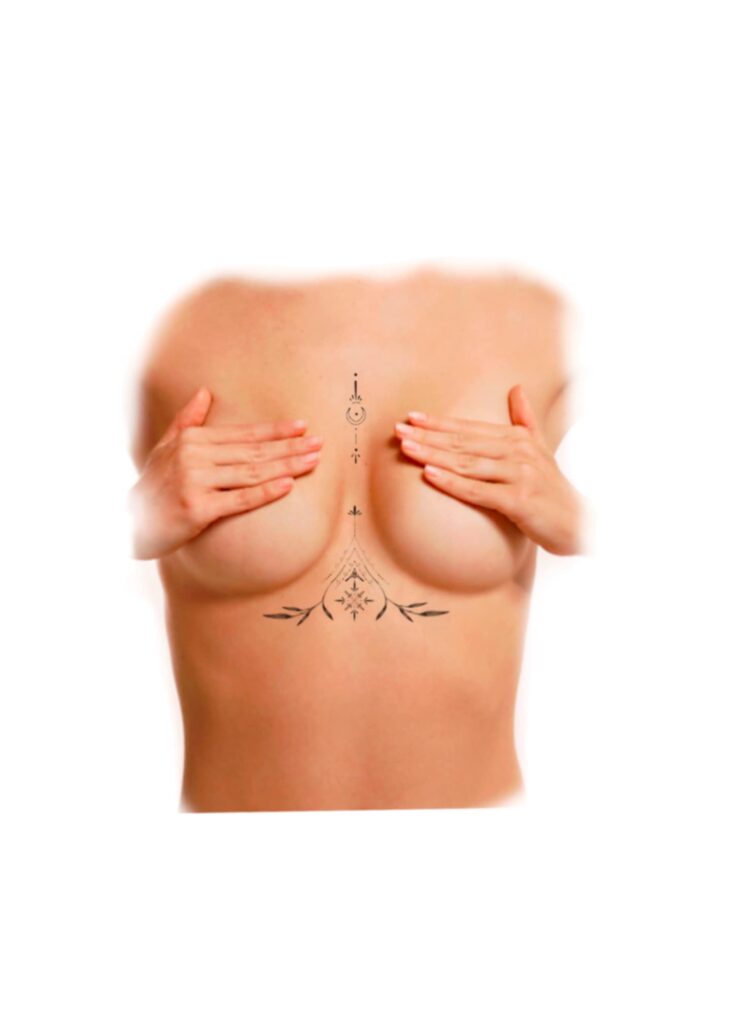 az-tattoo - illustration tatouage sous poitrine de femme tatouage fin