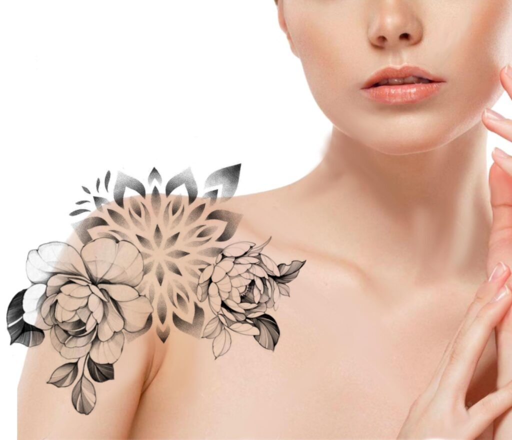 az-tattoo - illustration tatouage épaule ornement florale